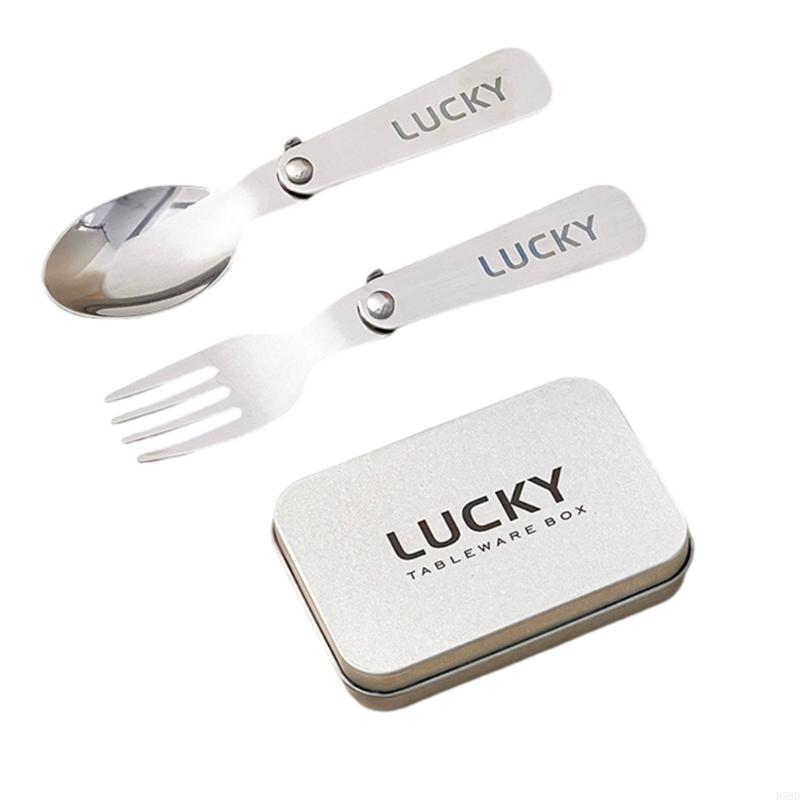 Camping Cooking Utensils Storage - アウトドア折りたたみキャンプカトラリーセットフォークスプーン旅行用品金属食器屋外ピクニックハイキングお手入れ簡単