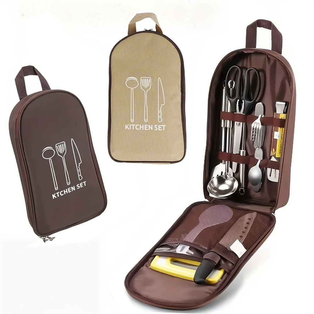Camping Cooking Windscreen - ポータブルアウトドアクックバッグ キャンプ収納バッグ ポータブルトラベル用品バッグ ピクニックバッグ 調理器具オーガナイザー (食器なし)