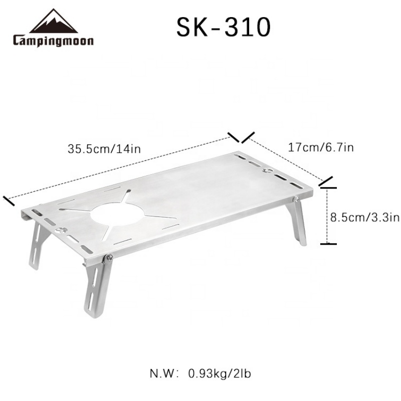 Camping Cooking Table With Windshield - CAMPINGMOON SK-310 多機能ポータブル折りたたみ式BBQグリル ガスバーベキューテーブル 収納ラック付き キャンプ