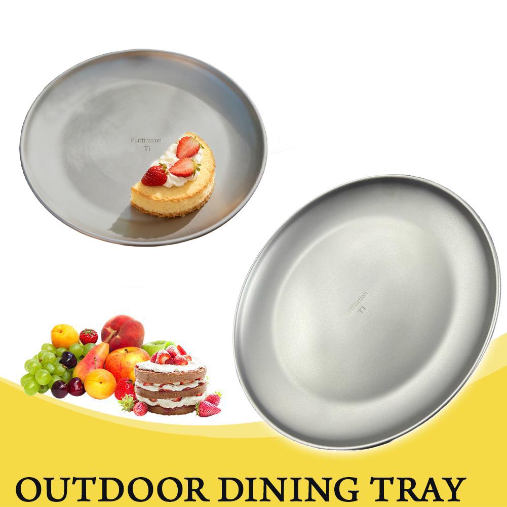 Camping Cooking Dishes - 1/2 個チタン屋外キャンププレート超軽量ポータブルラウンドつや消し皿調理ピクニックハイキングキャンプバックパッキング旅行