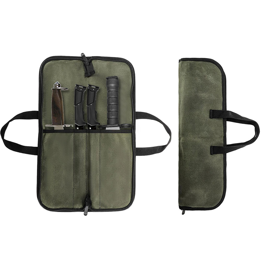 Camping Cooking Rack - ワックスキャンバス製ナイフロールバッグ、多機能ポータブルシェフナイフ収納ケース、戦術用キャリーバッグ、料理やキャンプ用ツール用ナイフバッグ