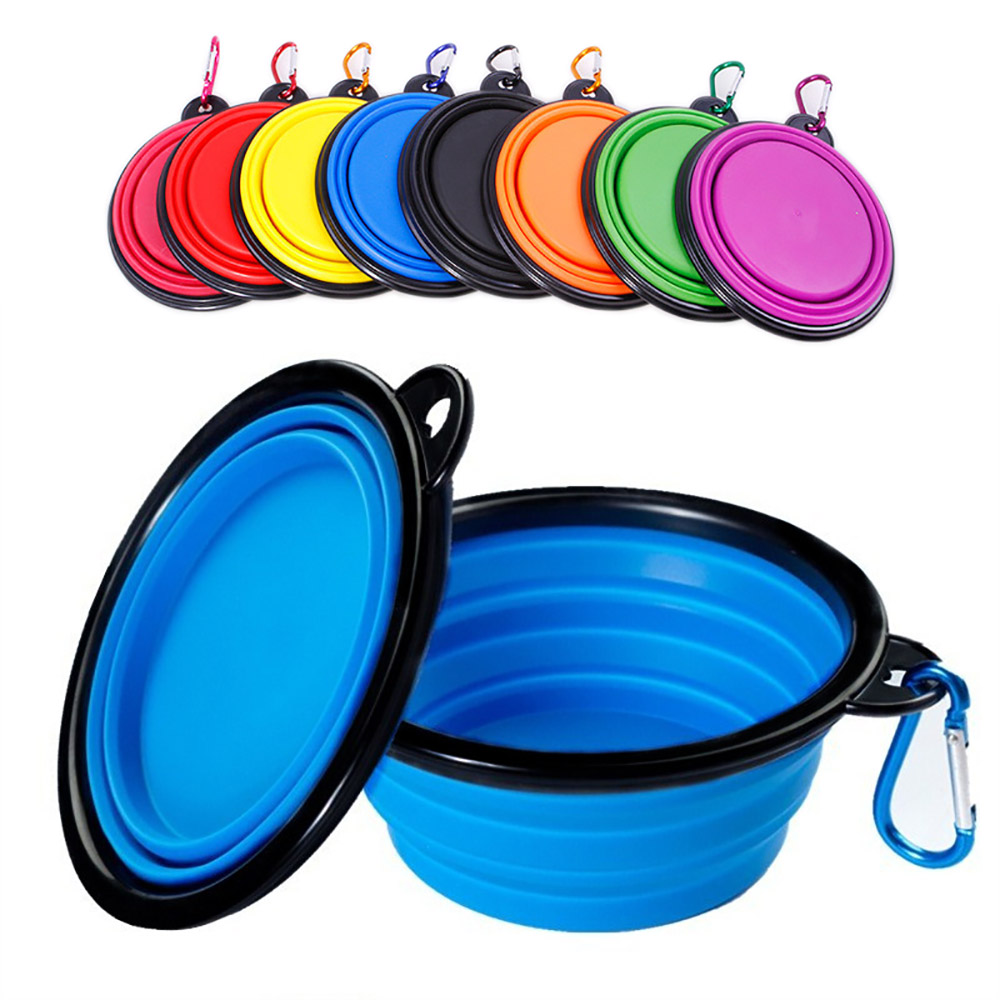 Camping Cooking Dishes - 折りたたみ式ペット用シリコン製犬用フード・水飲みボウル、屋外キャンプ旅行用携帯折りたたみ式用品、カラビナ付き食器