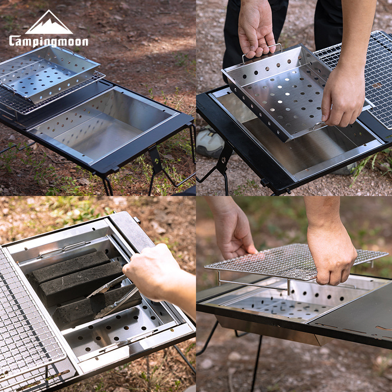 Camping Cooking Table With Windshield - CAMPINGMOON UG-1 IGT カーボン グリル 防風