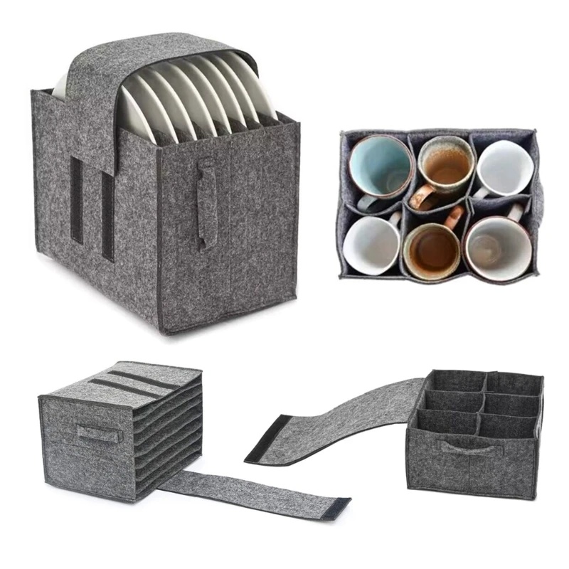 Camping Cooking Rack - フェルトプレート皿カップ収納袋ホルダー厚みのあるキャンプ食器容器キャンピングカーキッチン食器棚層状組織