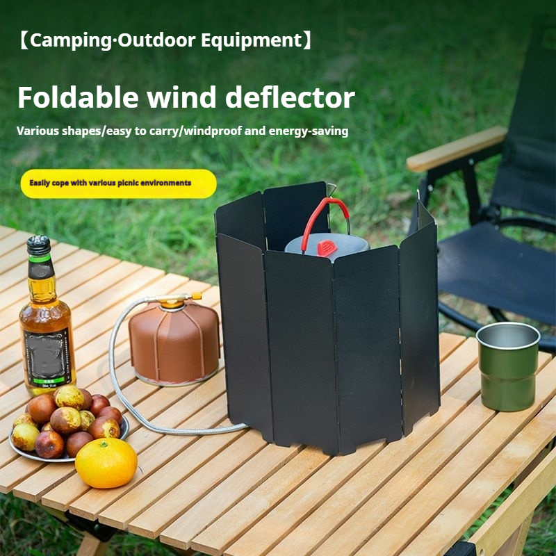 Camping Cooking Windscreen - 10プレートガスストーブ風防屋外キャンプピクニック調理バーナー防風スクリーンアルミ合金風防