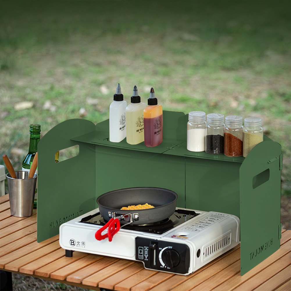 Camping Cooking Windscreen - 折りたたみ式ガスストーブ防風スクリーン 収納層付き 屋外ガスストーブ風防 超軽量ポータブルキャンプアクセサリー