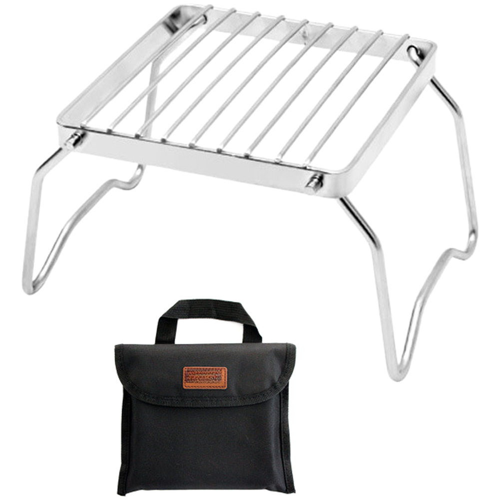 Camping Cooking Rack - ミニキャンプストーブ用 キャンプストーブスタンド 調理用 バックパック収納用 ホブラック 収納バッグ