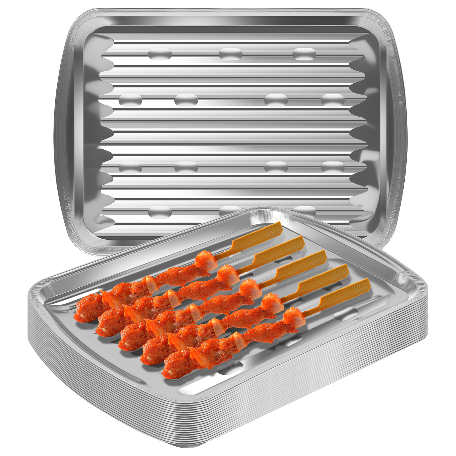 Camping Cooking Bbq - アルミホイルトレイ ノンスティックベーキングパン 食品グレード BBQボウル アウトドアキャンプ BBQピクニック