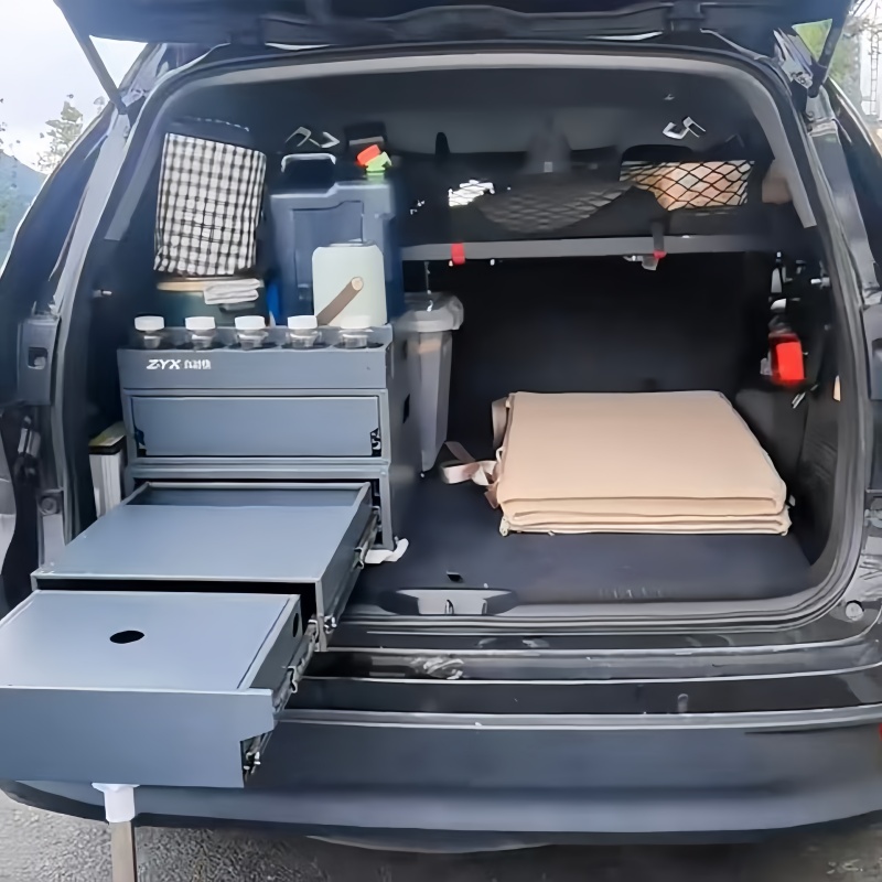 Camping Cooking Rack - キャンピングキッチン収納ボックス オーバーランドスライドアウトキッチンボックス 車のトランク用伸縮式ステンレス製キッチンボックス SUVトランクオーガナイザー