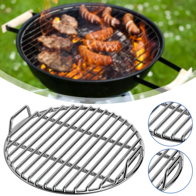 Camping Cooking Bbq - バーベキューラック、グリル格子交換用、丸型40cm鋳鉄グリル格子、ステンレス鋼製丸型調理用格子、屋外キャンプ用