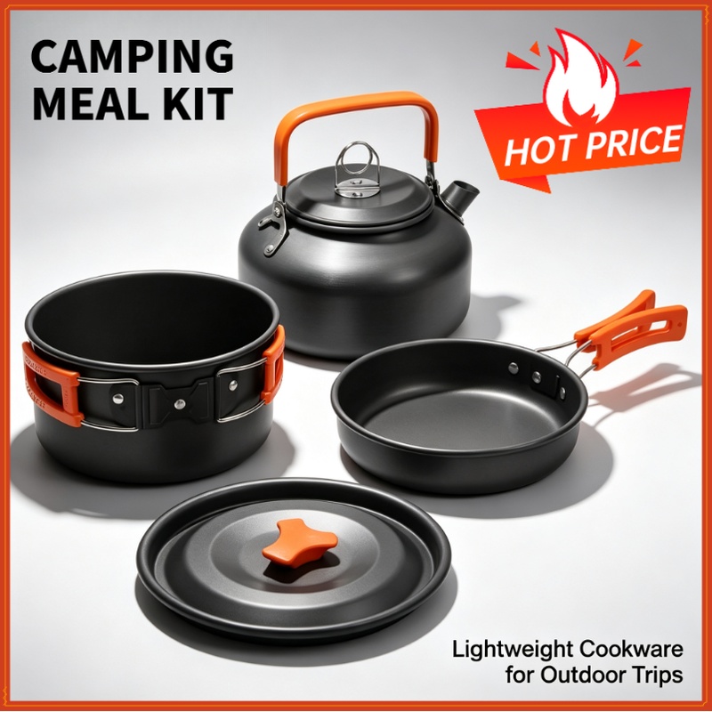 Camping Cooking Pots And Pans - キャンプクッキングセット キャンプ調理器具 旅行用食器 アウトドアピクニックセット ティーポット 2～3人用