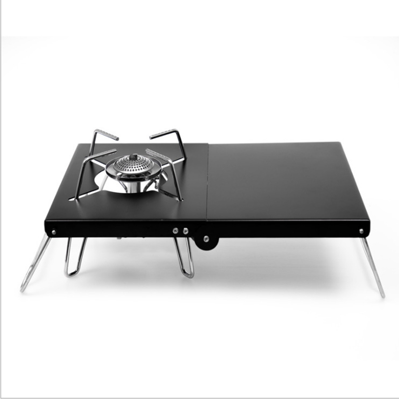Camping Cooking Table With Windshield - キャンプ用バーナーストーブスタンドテーブル ヒートシールド折りたたみテーブル 軽量アルミ合金ガスストーブスタンド バーベキュー調理用