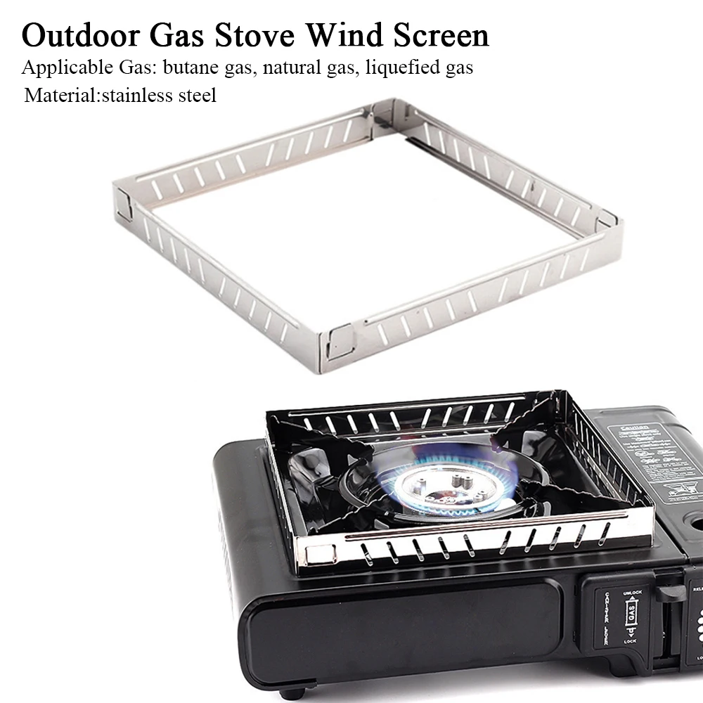 屋外ガスストーブ風防ステンレス鋼折りたたみ式ストーブ風防バー - Camping Cooking Windscreen のレビューと価格