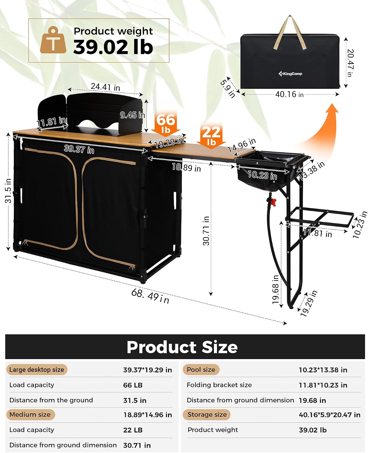 竹製キャンプキッチンステーション折りたたみ式オーバーランドキ - Camping Cooking Table With Windshield のレビューと価格