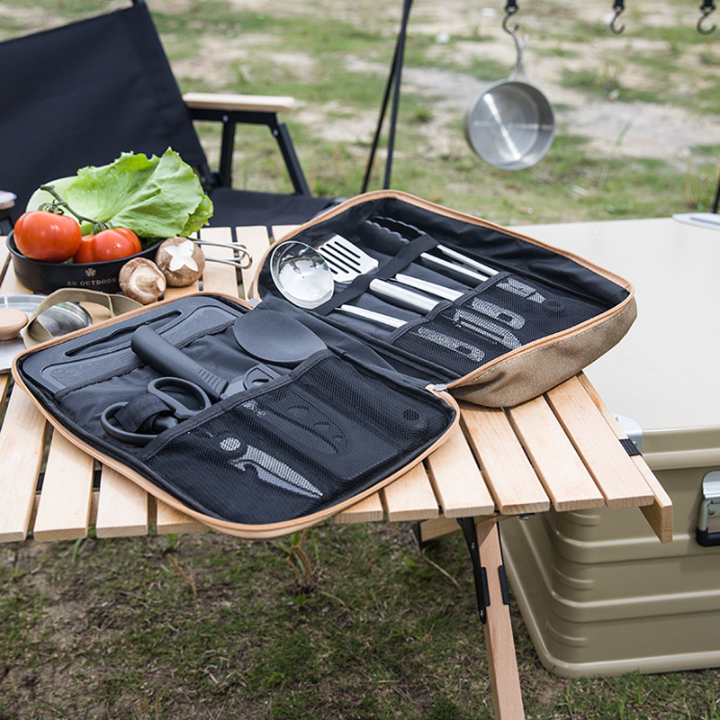 8 個キャンプキッチン調理器具セットポータブルバッグアウトド - Camping Cooking Pots And Pans のレビューと価格