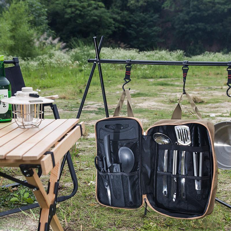 8 個キャンプキッチン調理器具セットポータブルバッグアウトド - Camping Cooking Pots And Pans のレビューと価格