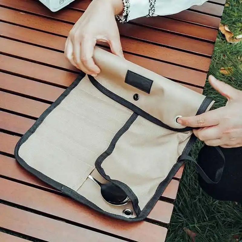 ポータブル屋外食器収納袋ステンレス鋼食器吊り下げバッグ旅行収 - Camping Cooking Utensils Storage のレビューと価格