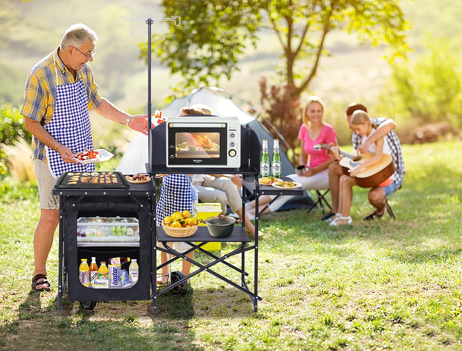 キャンプキッチンステーション、折りたたみテーブル＆オーガナイ - Camping Cooking Table With Windshield のレビューと価格
