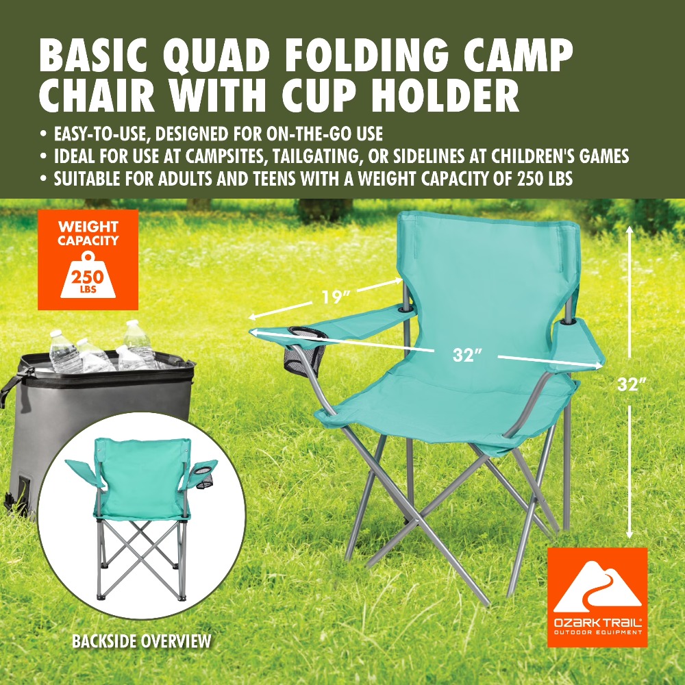 折りたたみ式クワッドキャンプチェア カップホルダー付き ポー - Camping Cooking Fish のレビューと価格