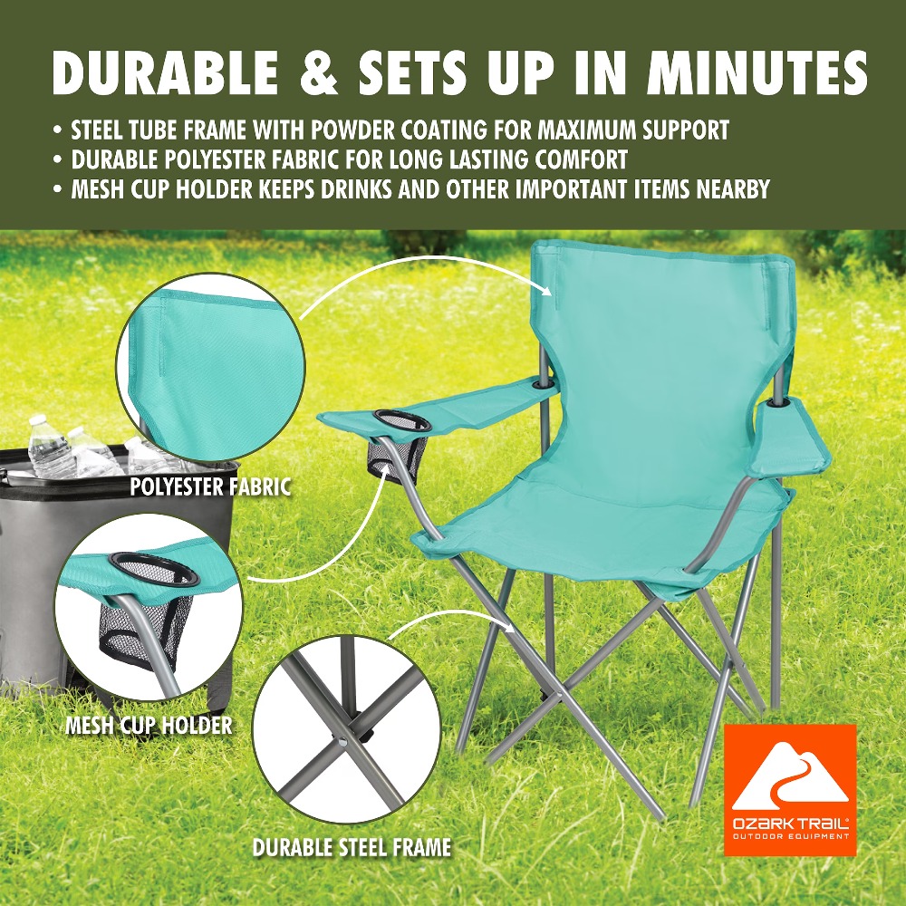 折りたたみ式クワッドキャンプチェア カップホルダー付き ポー - Camping Cooking Fish のレビューと価格