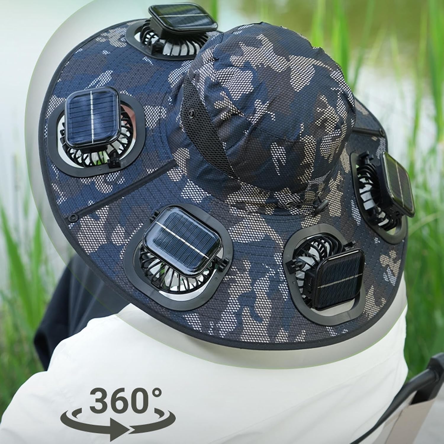 ホット6ファンソーラーファンハット通気性UVカットワイドブリ - Camping Cooking Fish のレビューと価格