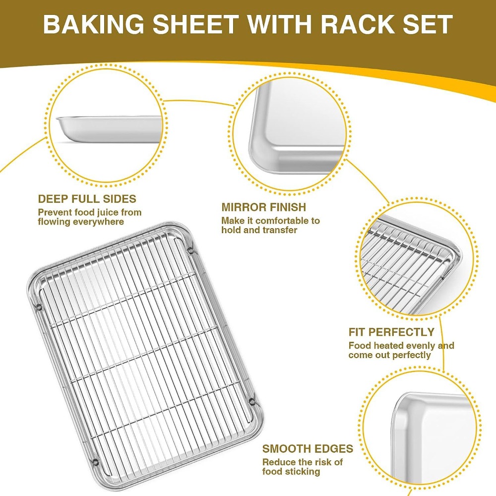 多機能ベーキングパン ワイヤーラック付き ステンレス鋼 BB - Camping Cooking Rack のレビューと価格