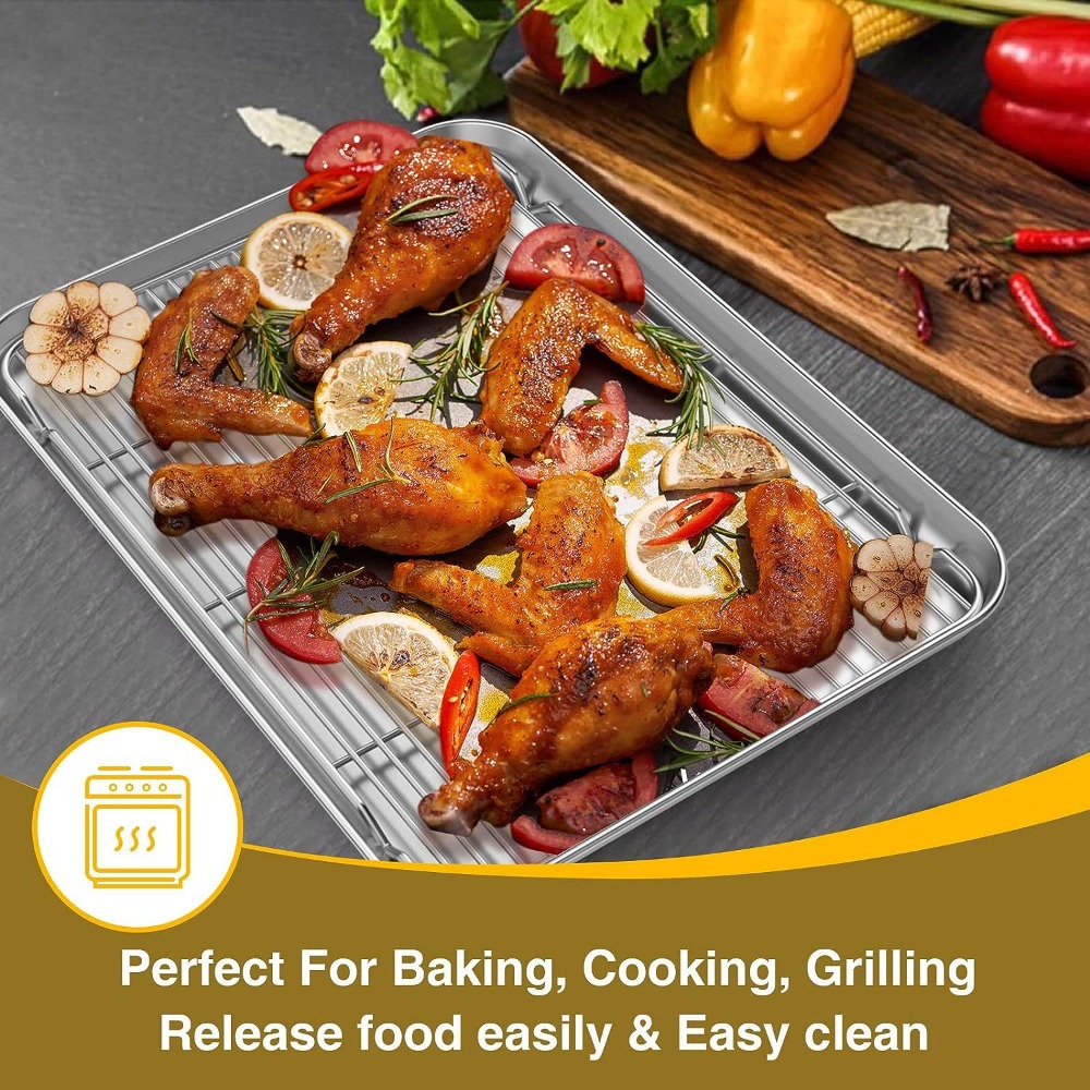 多機能ベーキングパン ワイヤーラック付き ステンレス鋼 BB - Camping Cooking Rack のレビューと価格
