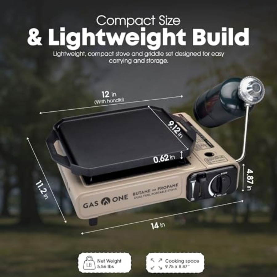 GasOne GS-3400P-KIT プロパンまたはブタン - Camping Cooking Flat Top のレビューと価格