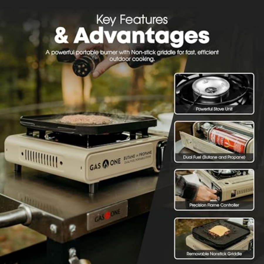 GasOne GS-3400P-KIT プロパンまたはブタン - Camping Cooking Flat Top のレビューと価格