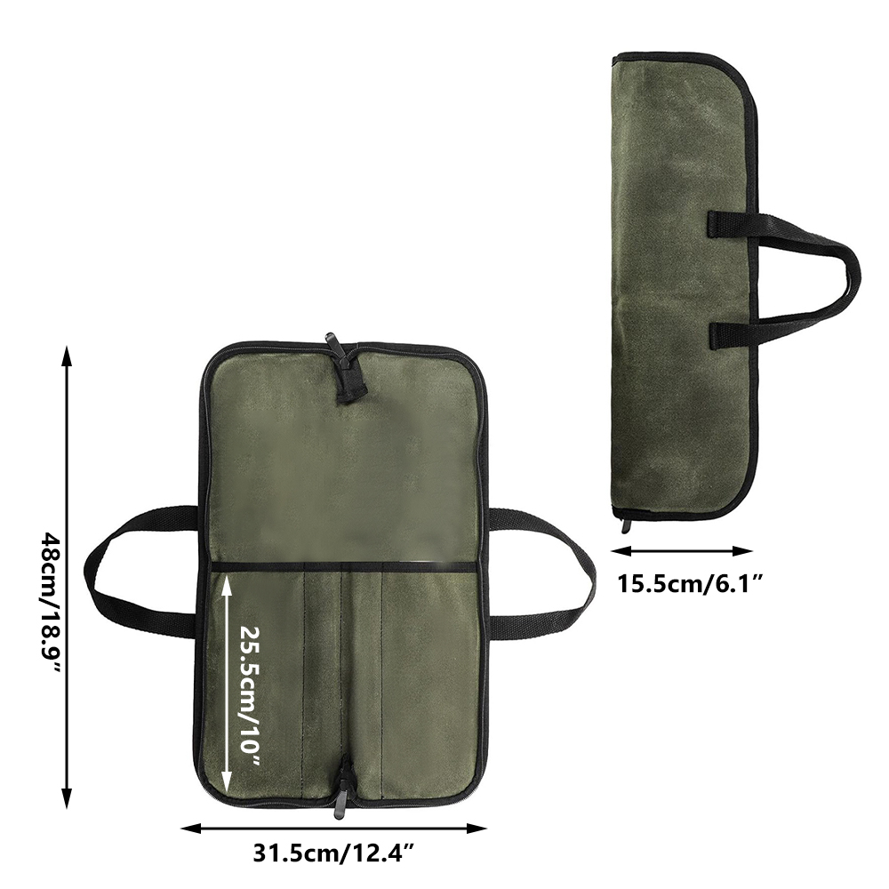 ワックスキャンバス製ナイフロールバッグ、多機能ポータブルシェ - Camping Cooking Rack のレビューと価格