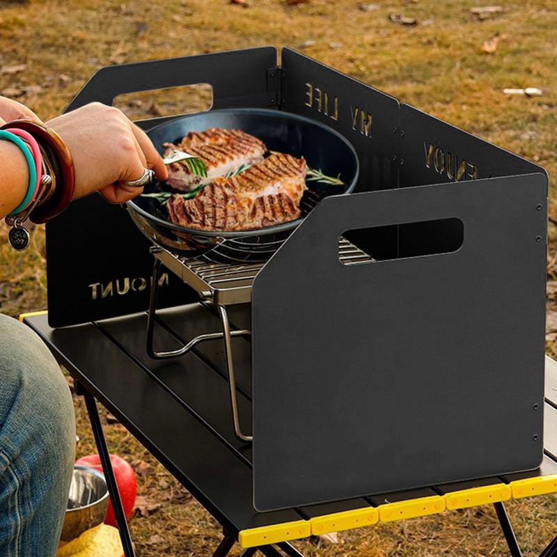 二つ折りガスストーブウィンドシールド、屋外ピクニッククッキン - Camping Cooking Windscreen のレビューと価格