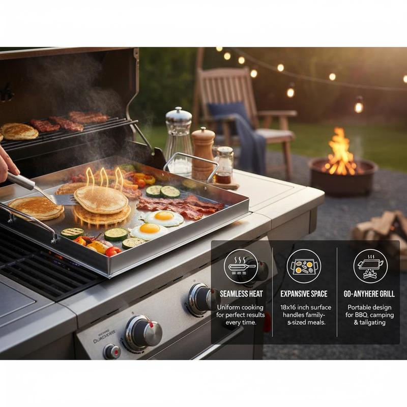 ユニバーサルフラットトップグリドル 18x16インチ キャン - Camping Hiking Cooking のレビューと価格