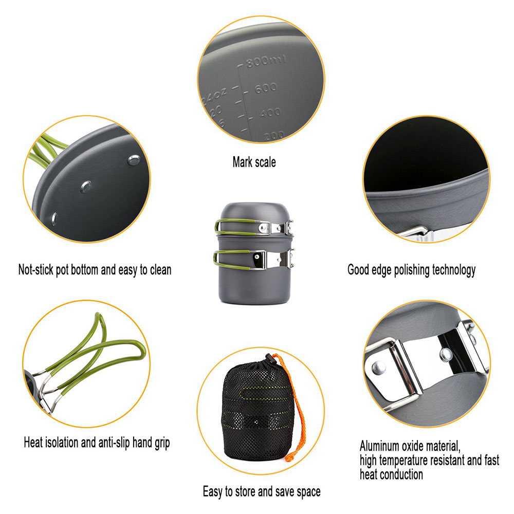 超軽量キャンプポット調理器具セットポータブル屋外調理食器ハイ - Camping Hiking Cooking のレビューと価格