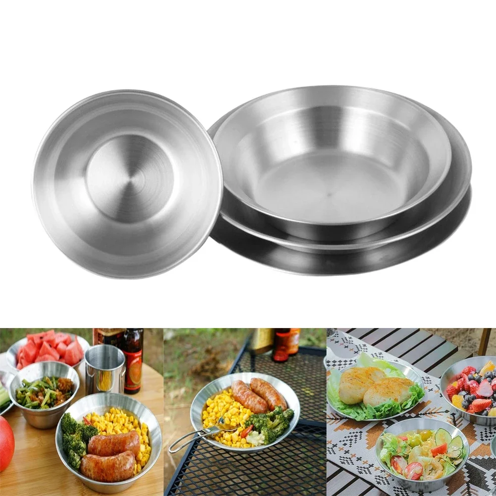 ステンレス鋼食器セット屋外用プレートボウル皿バーベキューキャ - Camping Cooking Dishes のレビューと価格