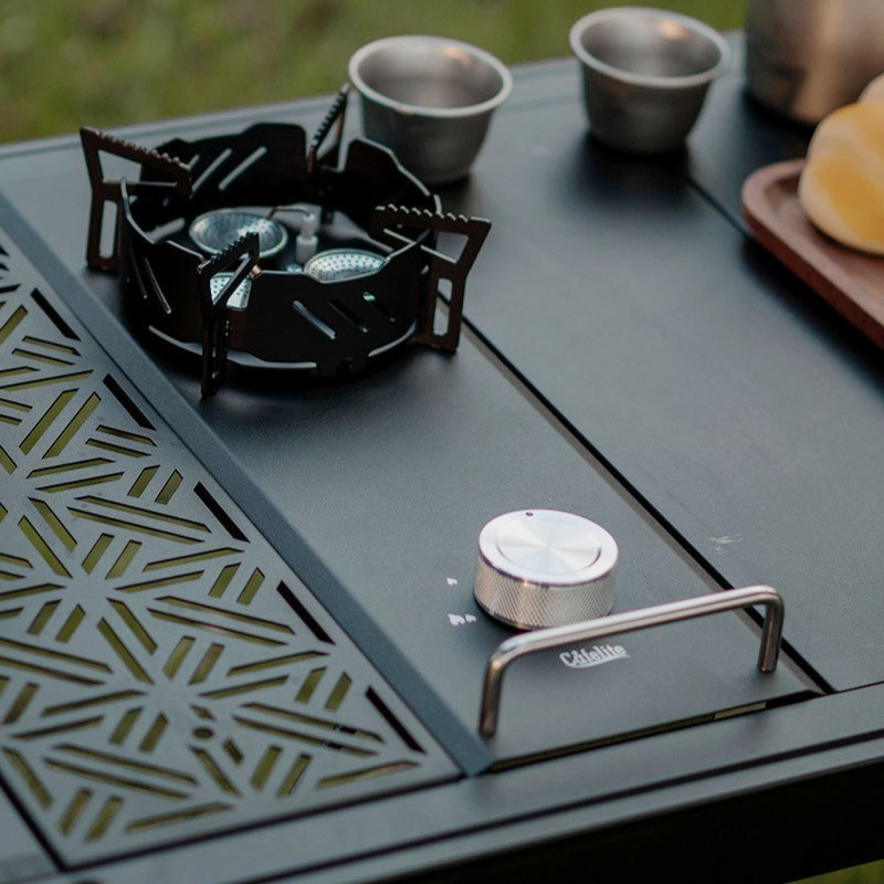 ミニスプリットガスストーブハーフユニットIGTテーブルモジュ - Camping Cooking Table With Windshield のレビューと価格