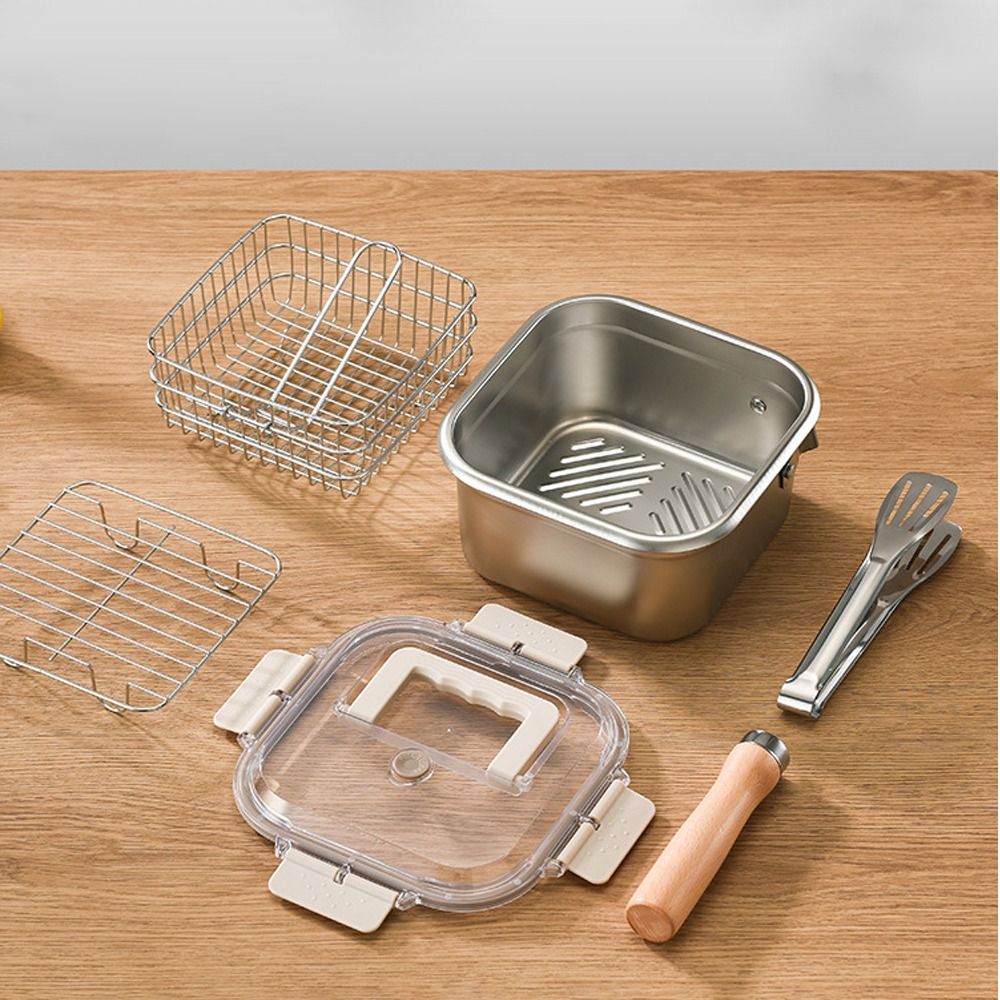ポータブルステンレス鋼フライパン正方形ノンスティック調理鍋バ - Camping Cooking Pots And Pans のレビューと価格