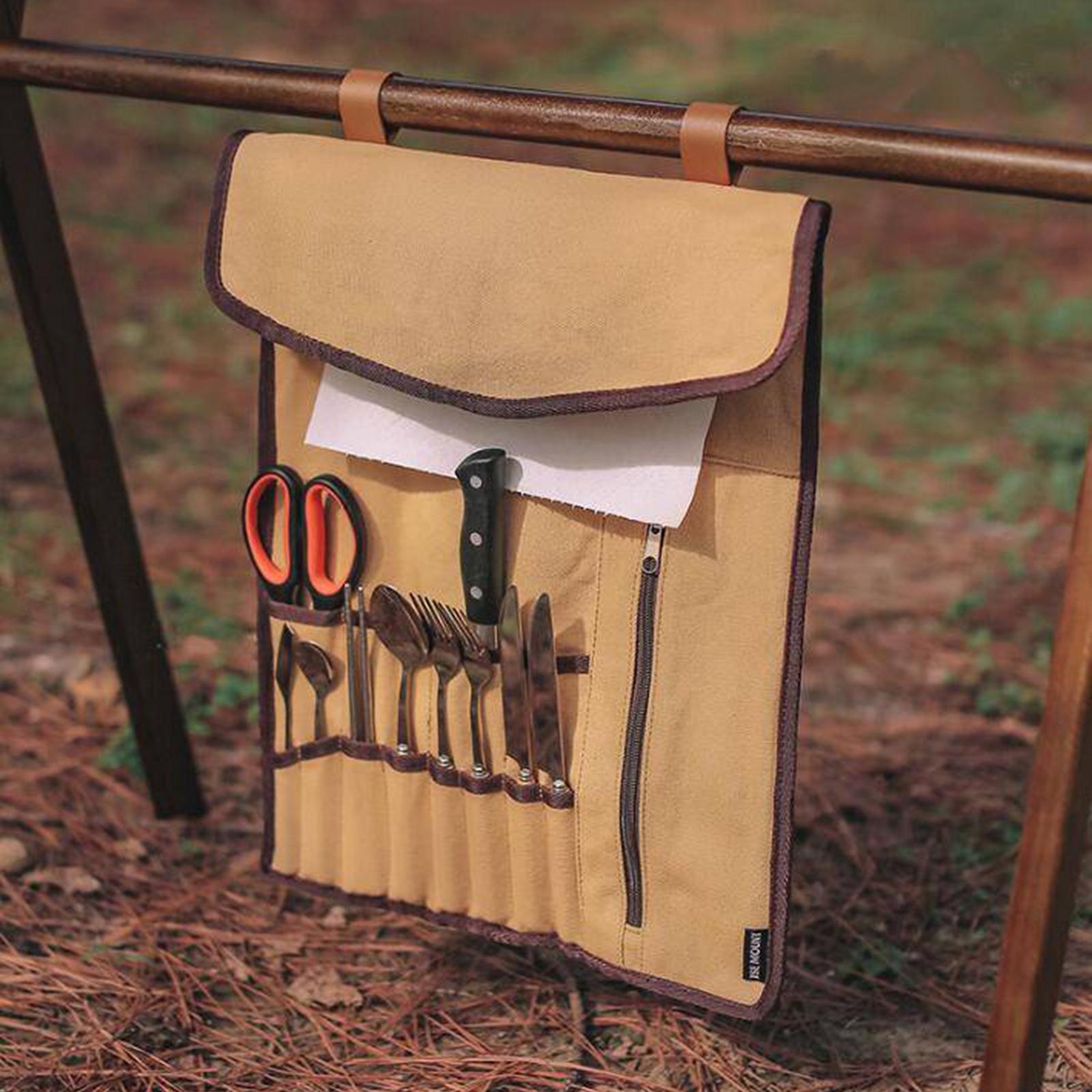 ポータブルキャンプ用品ロールアップバッグ食器オーガナイザー収 - Camping Cooking Utensils Storage のレビューと価格
