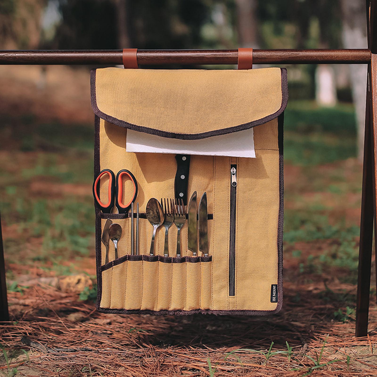 ポータブルキャンプ用品ロールアップバッグ食器オーガナイザー収 - Camping Cooking Utensils Storage のレビューと価格