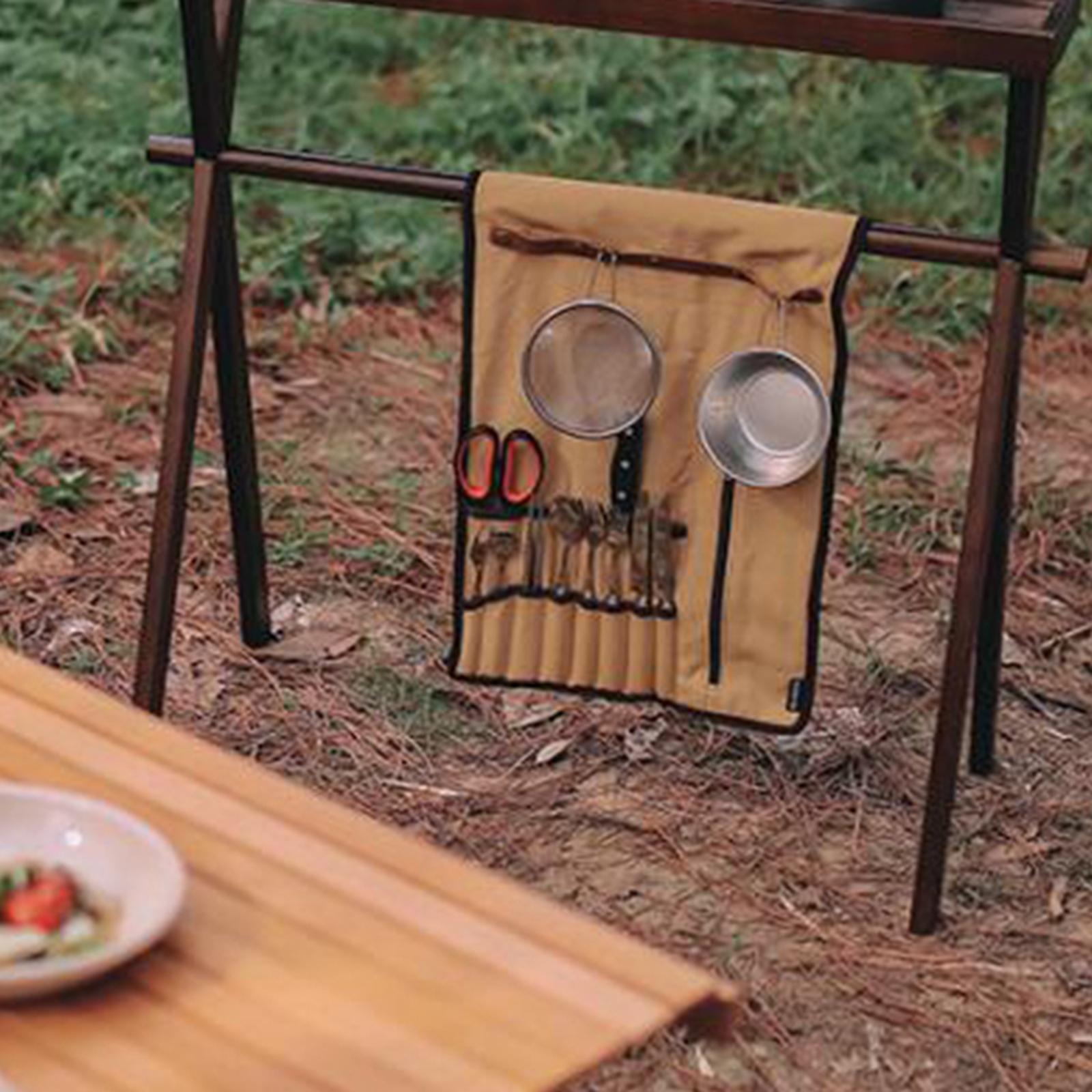 ポータブルキャンプ用品ロールアップバッグ食器オーガナイザー収 - Camping Cooking Utensils Storage のレビューと価格