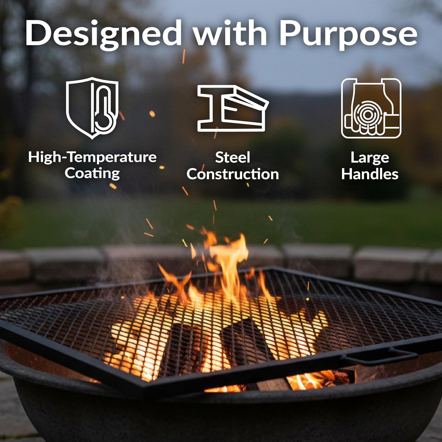 40インチ角型頑丈スチール製ファイヤーピットグリル網（ハンド - Camping Cooking Bbq のレビューと価格