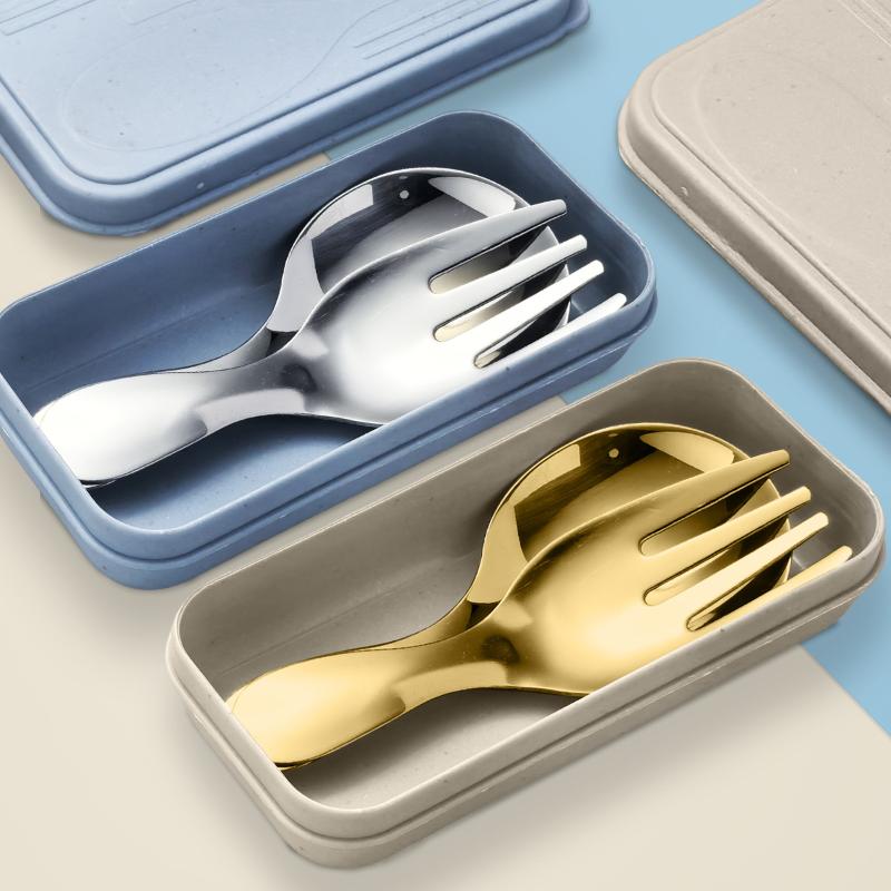 ステンレス鋼食器セットスプーンフォーク 2Pc ポータブルボ - Camping Hiking Cooking のレビューと価格