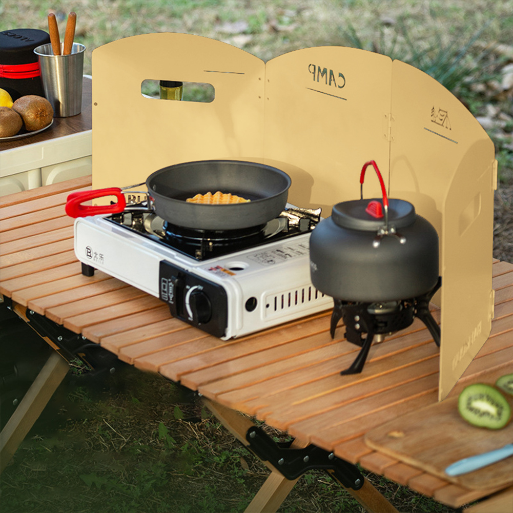 折りたたみ式ガスストーブ防風スクリーン 収納層付き 屋外ガス - Camping Cooking Windscreen のレビューと価格