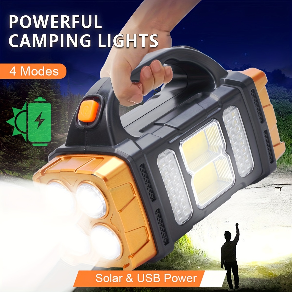 新しいアップグレード充電式ハイパワーソーラー LED 懐中電 - Camping Cooking Fish のレビューと価格