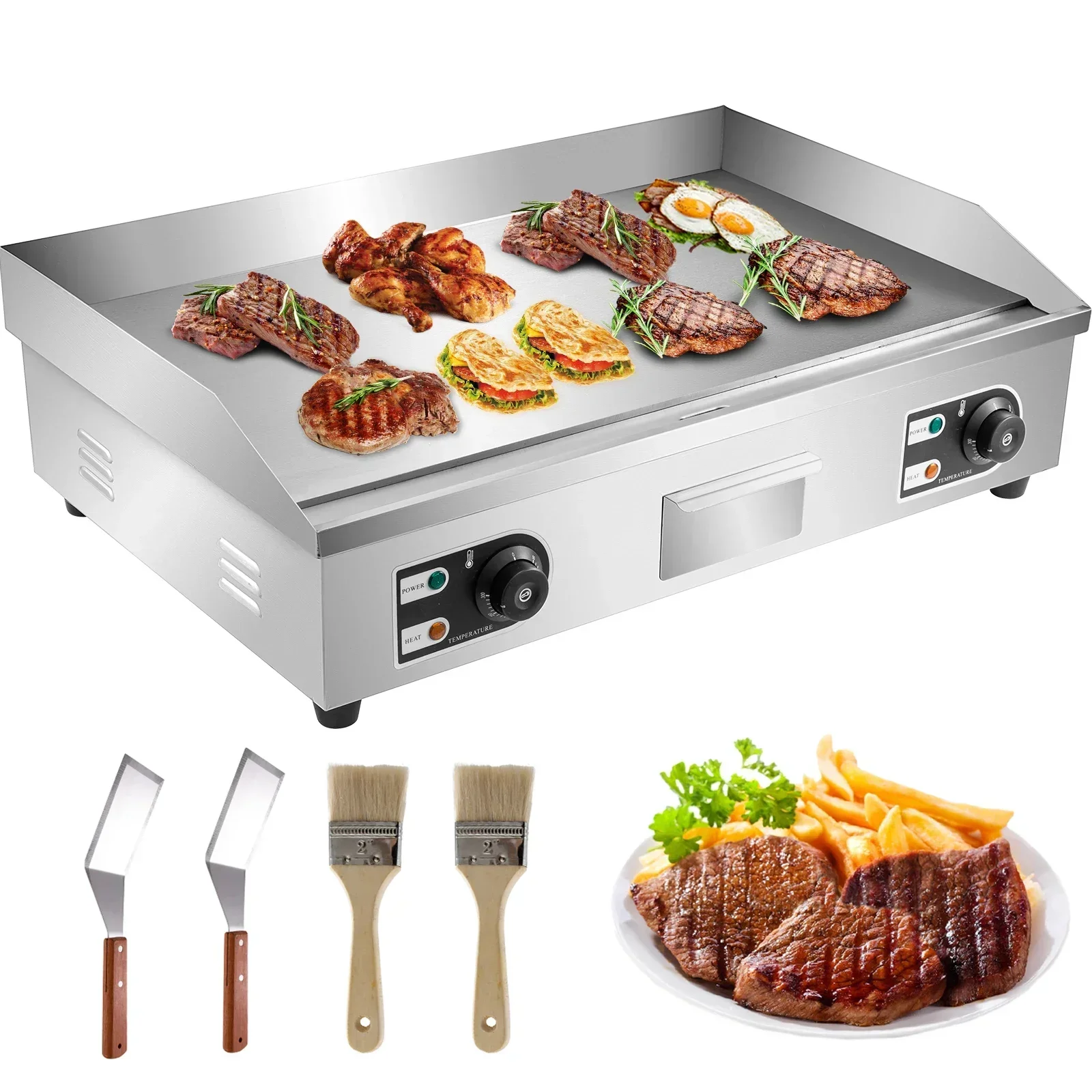 電気カウンタートップグリドル引き出し付きステンレス鋼フラット - Camping Cooking Flat Top のレビューと価格