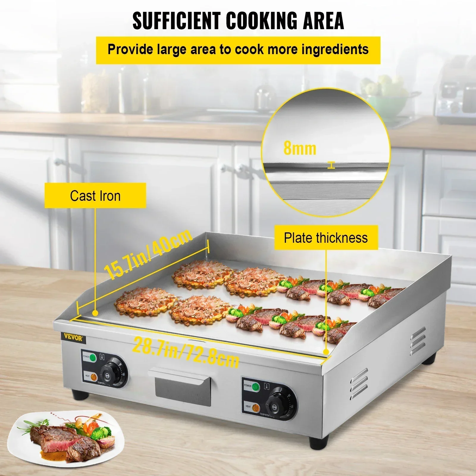 電気カウンタートップグリドル引き出し付きステンレス鋼フラット - Camping Cooking Flat Top のレビューと価格
