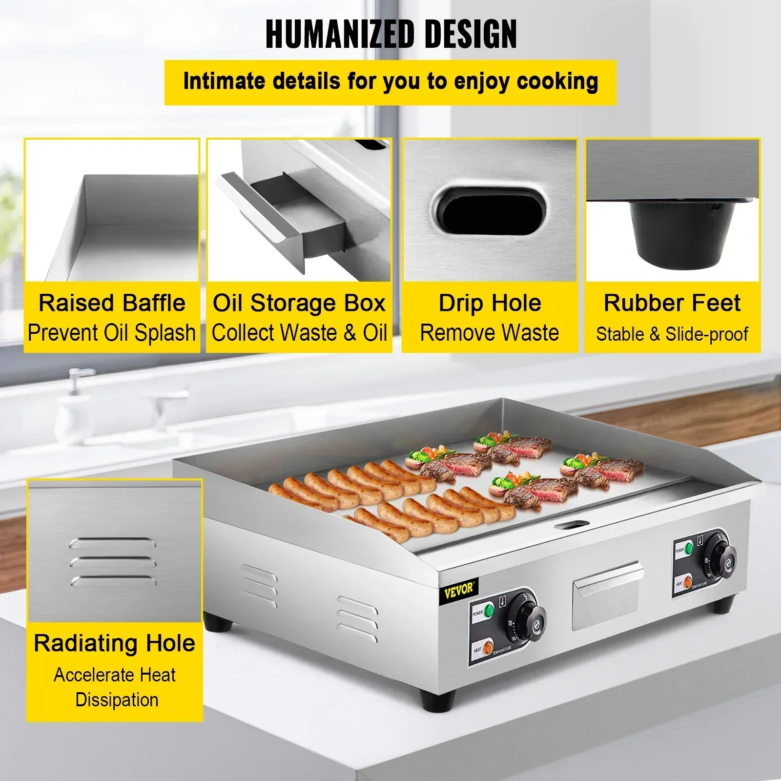 電気カウンタートップグリドル引き出し付きステンレス鋼フラット - Camping Cooking Flat Top のレビューと価格