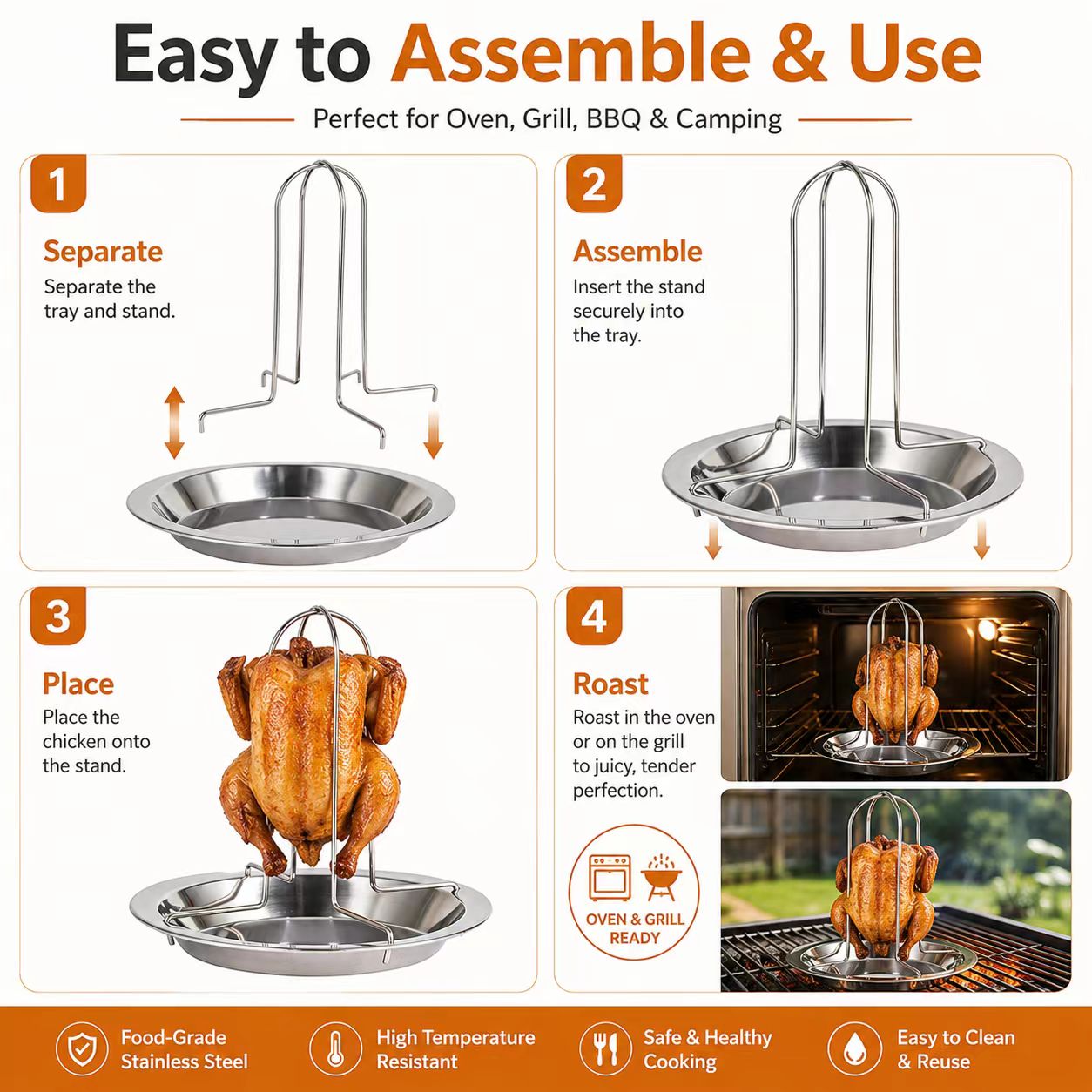 ポータブル鶏肉バーベキューグリルスタンド、屋外キャンプファイ - Camping Cooking Bbq のレビューと価格