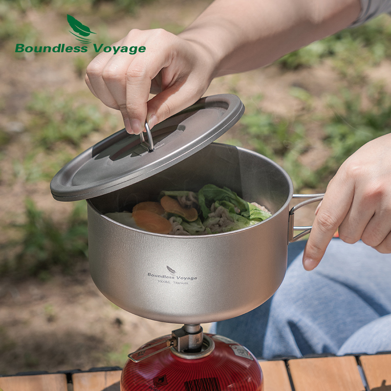 ふた付きのキャンプ用チタンポット,超軽量,屋外料理,単層,弁 - Camping Cooking Rack のレビューと価格