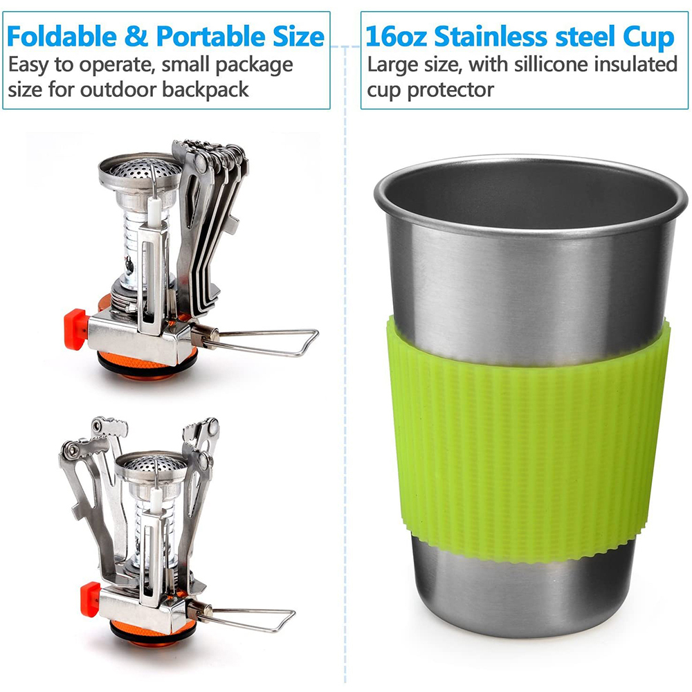 キャンプ調理器具キット ストーブ付き アウトドアクッキングセ - Camping Cooking Pots And Pans のレビューと価格