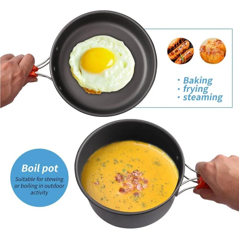 キャンプクッキングセット キャンプ調理器具 旅行用食器 アウ - Camping Cooking Pots And Pans のレビューと価格